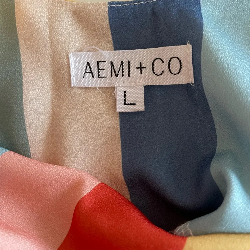 Aemi + Co Gracie Tank Top Tank Rainbow Stripe Tie Shoulder Women’s Large - Picture 7 of 12
